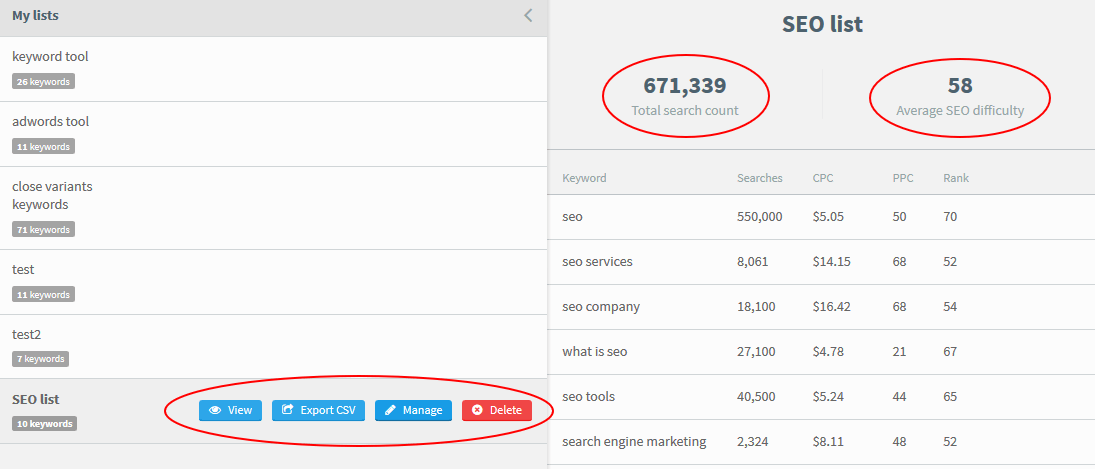 kwfinder update keyword research list management