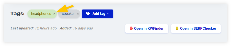 Remove a tag from keyword detail
