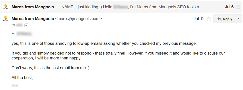 email outreach reminder