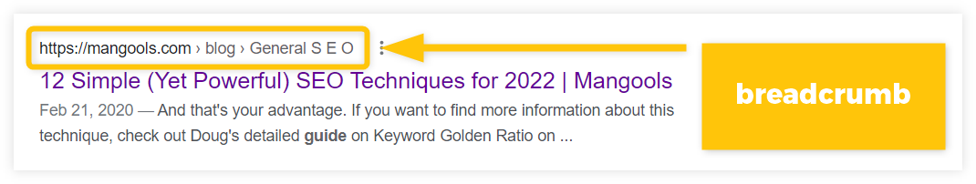 Breadcrumb example
