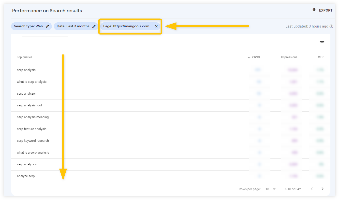 Checking website rankings with GSC - step 2