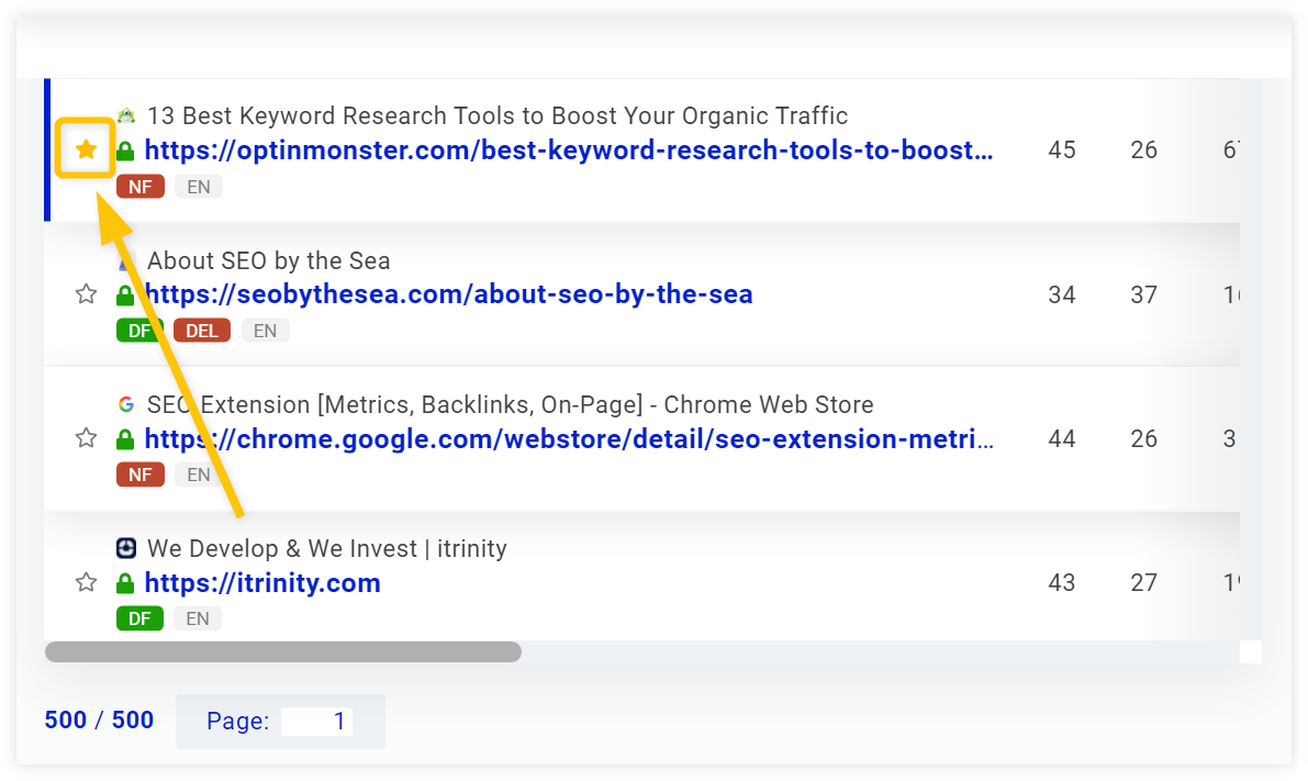 LinkMiner - add referring domain to the list - example