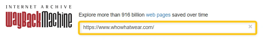 checking website history via WayBackMachine - example